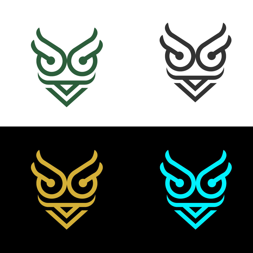 Abstract Geometric Owl Logo Emblem — Minimal Monoline Badge For Brand Identity