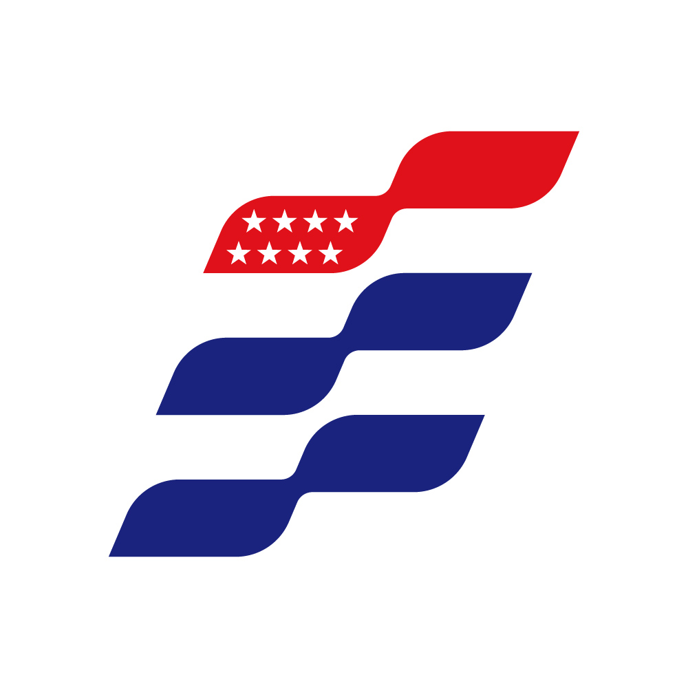 Abstract American Flag Letter E Vector Logo with Stars
