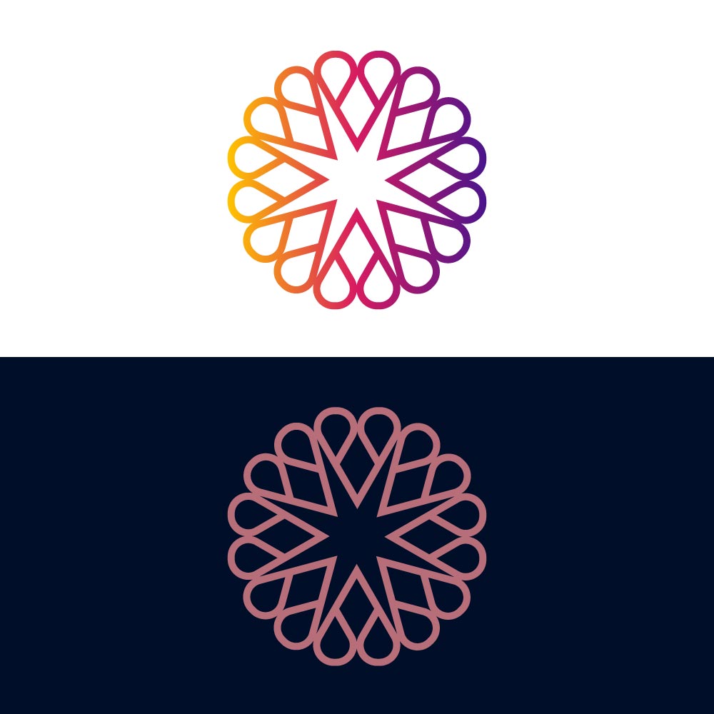 Geometric Flower Mandala Heart Logo Vector