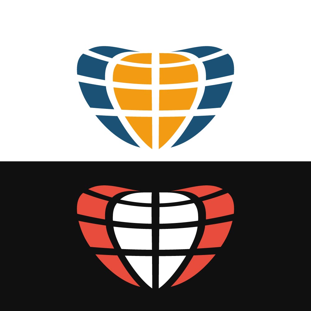 Global Heart Logo - Abstract World Globe Care Vector Emblem