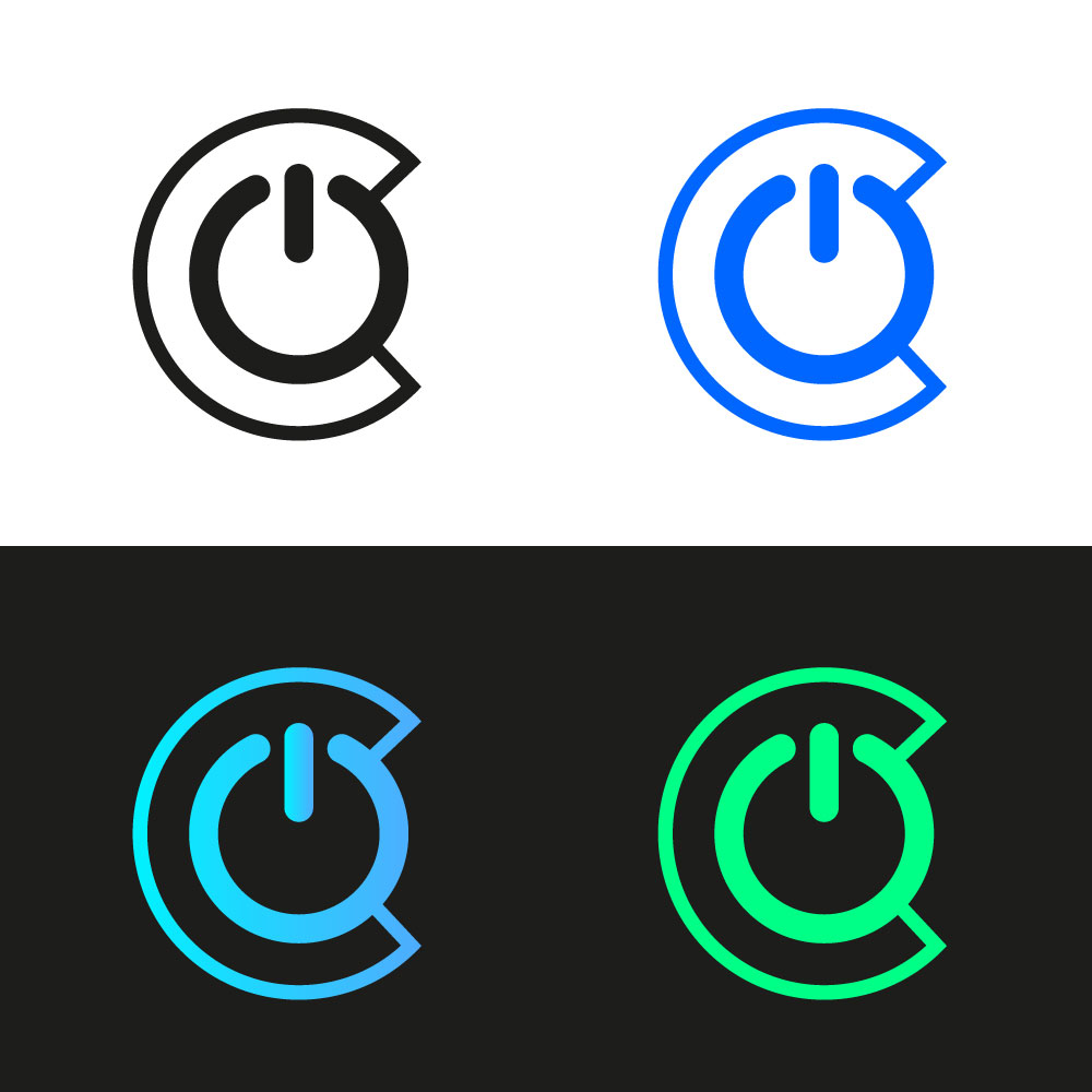 Letter C Power Button Tech Logo Vector