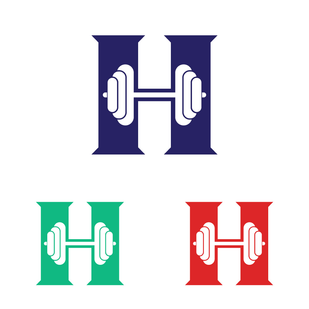 Letter H Fitness Logo - Negative Space Dumbbell Gym Monogram Vector
