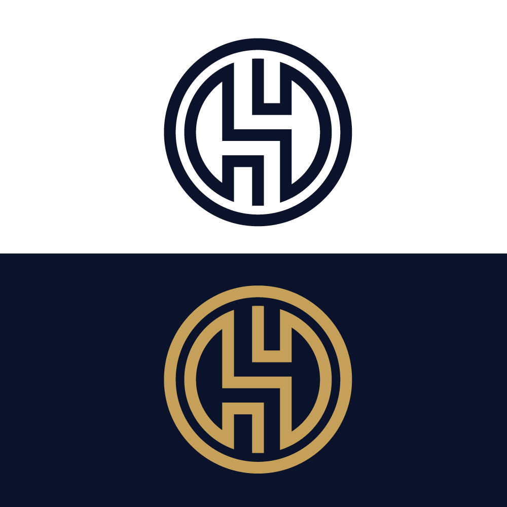 Luxury Letter H Monogram Logo - Symmetrical Geometric Circular Corporate Emblem